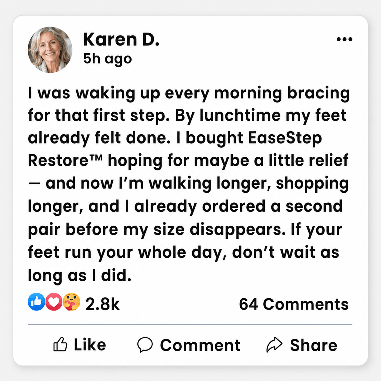 Karen D. social review for EaseStep Restore shoes