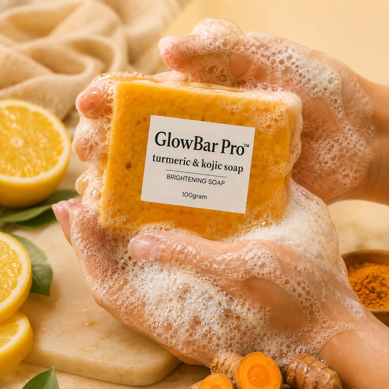 GlowBar Pro™ Lemon Turmeric Kojic Acid Brightening Soap