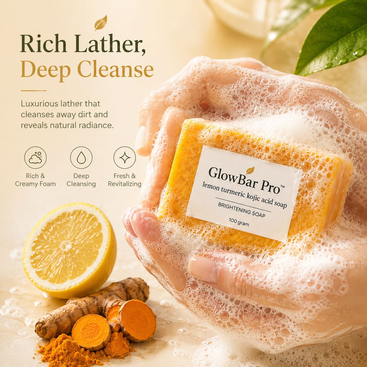 GlowBar Pro™ Lemon Turmeric Kojic Acid Brightening Soap