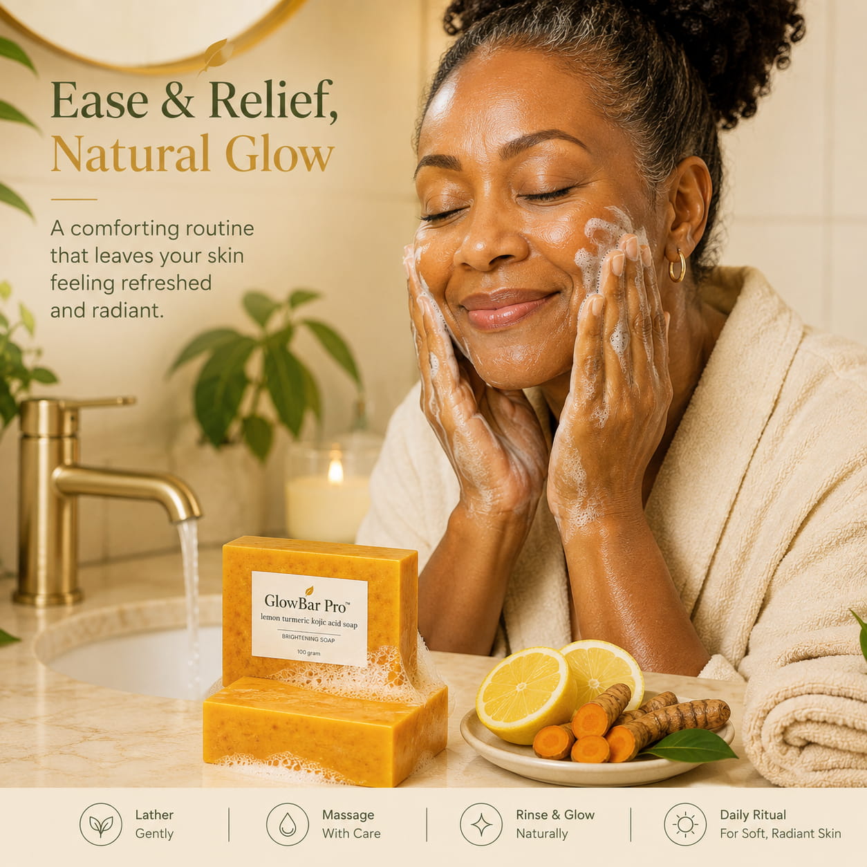 GlowBar Pro™ Lemon Turmeric Kojic Acid Brightening Soap