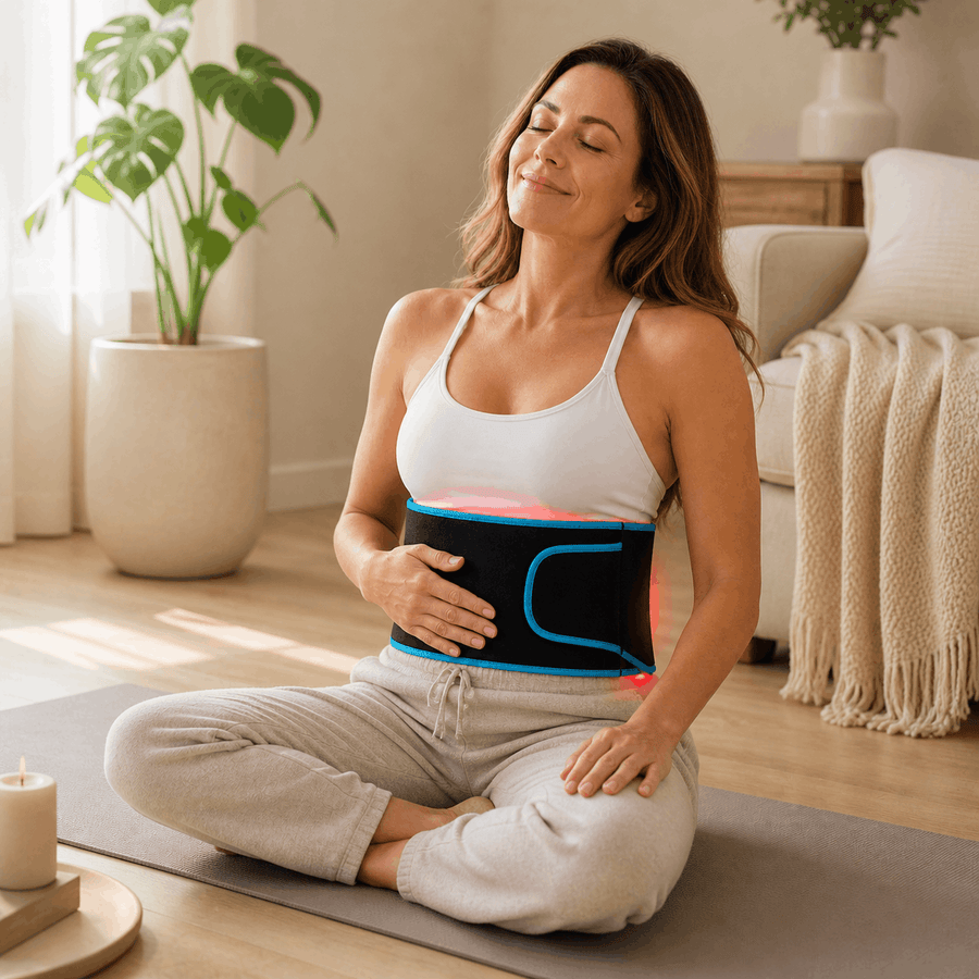 Customer using GlowEase Pro while relaxing at home
