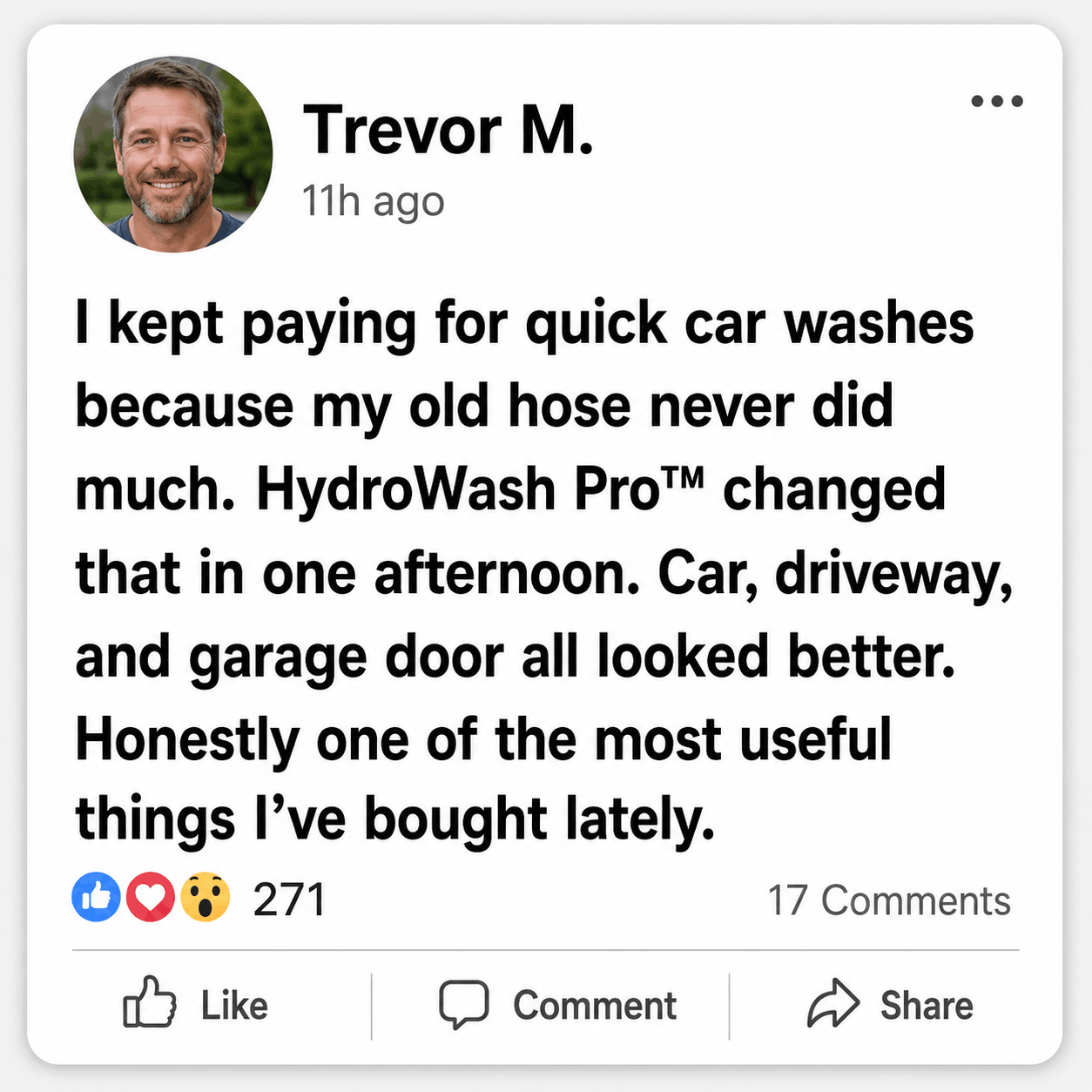 Trevor M. social review for HydroWash Pro high-pressure hose cleaning nozzle