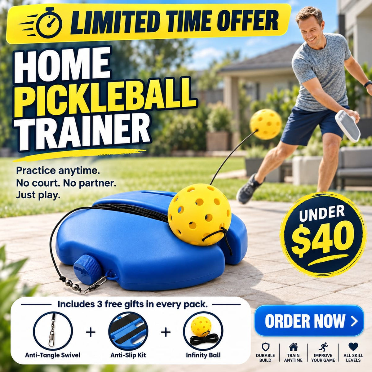 RallySolo Pro™ Pickleball At Home Kit
