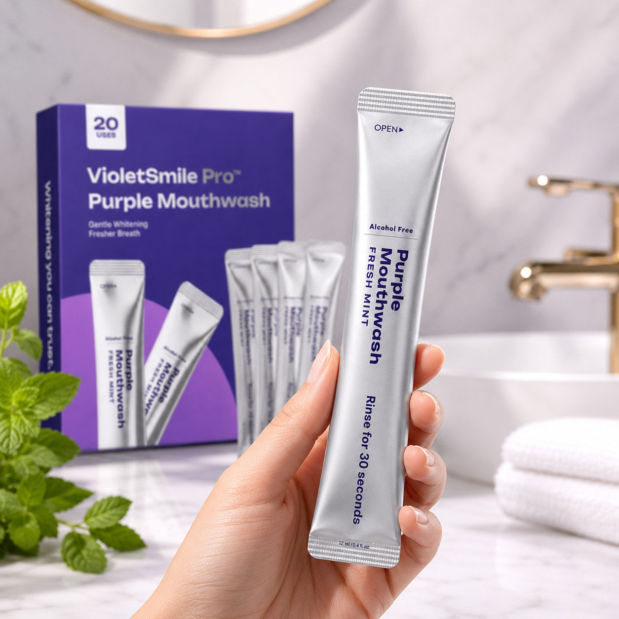 VioletSmile Pro™ Purple Whitening Mouthwash Sachets