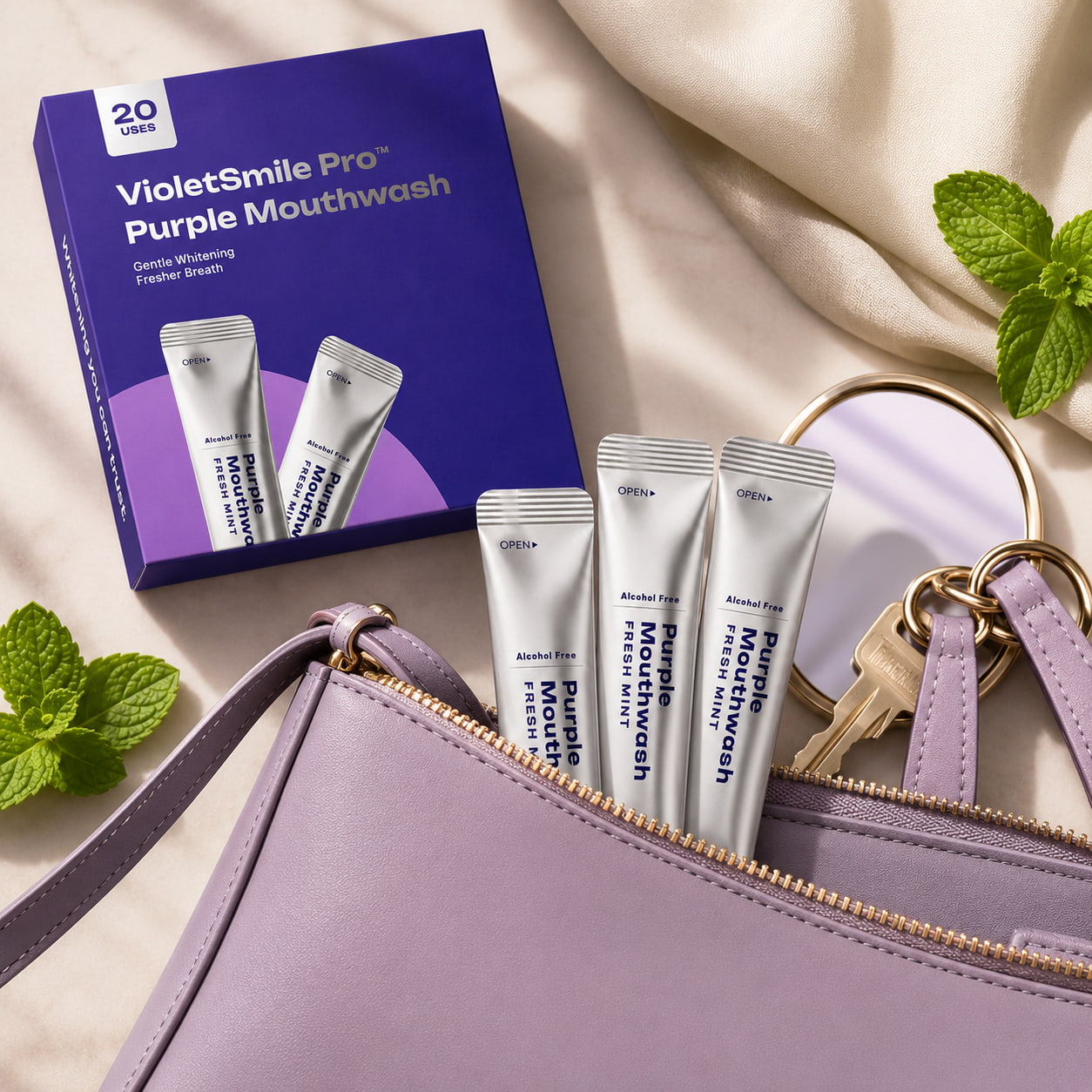 VioletSmile Pro™ Purple Whitening Mouthwash Sachets