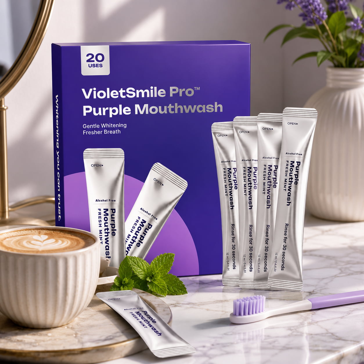 VioletSmile Pro™ Purple Whitening Mouthwash Sachets