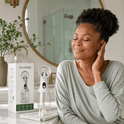 EarEase gentle ear cleaner used in a personal care routine