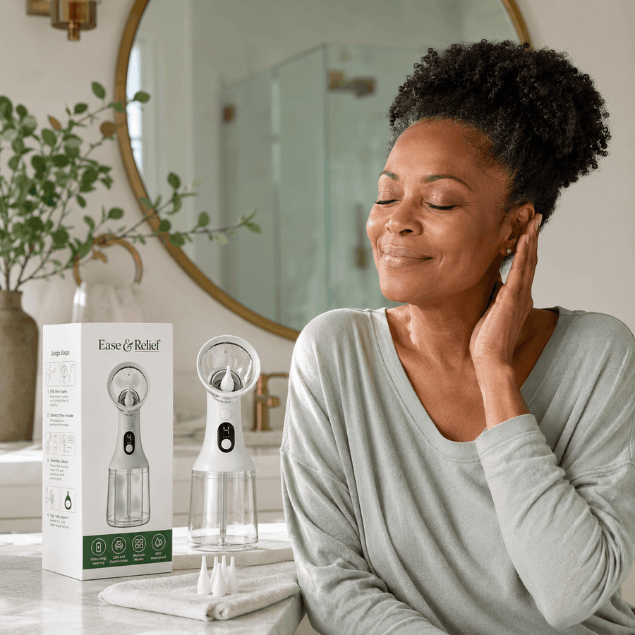 Customer using EarEase ear rinse system
