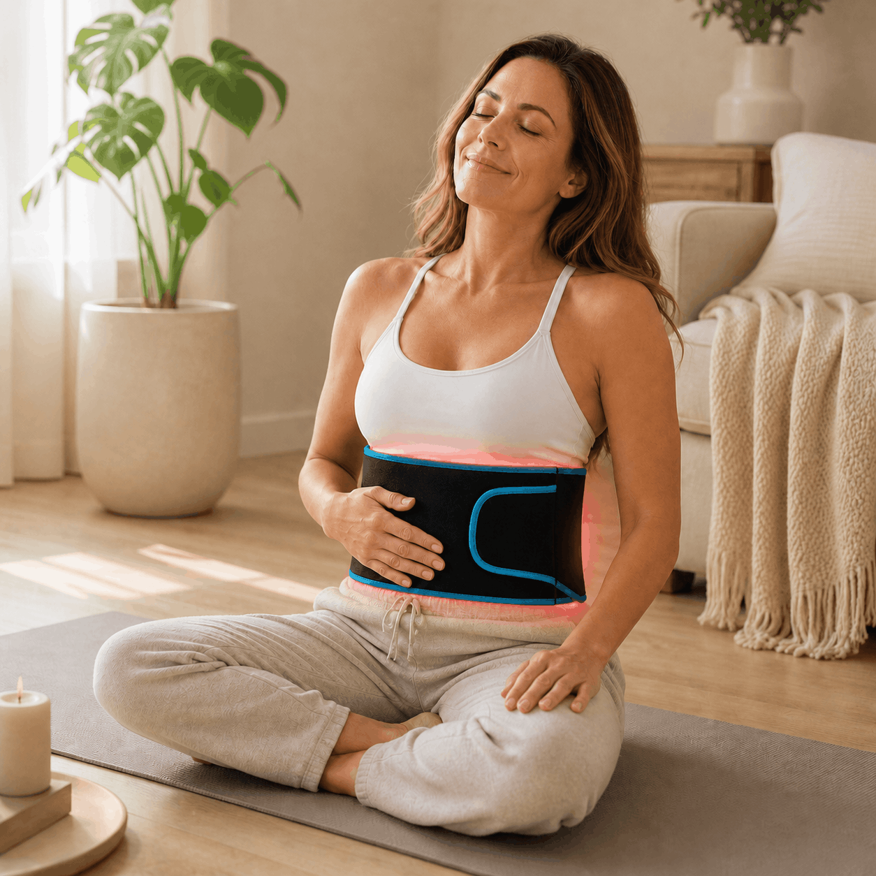 GlowEase Pro used during a calm body wellness and relaxation routine
