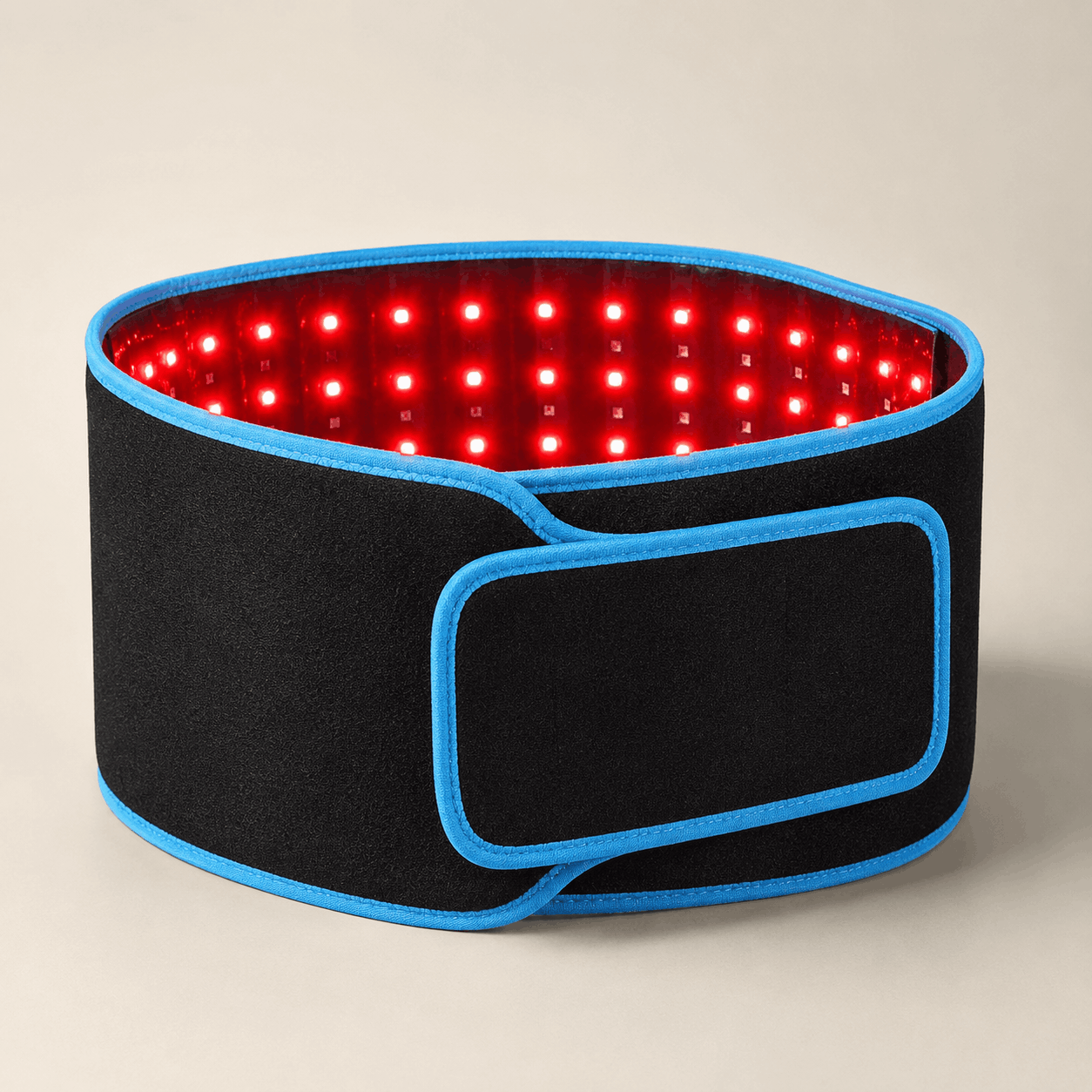 GlowEase Pro red light therapy wrap product view with blue trim