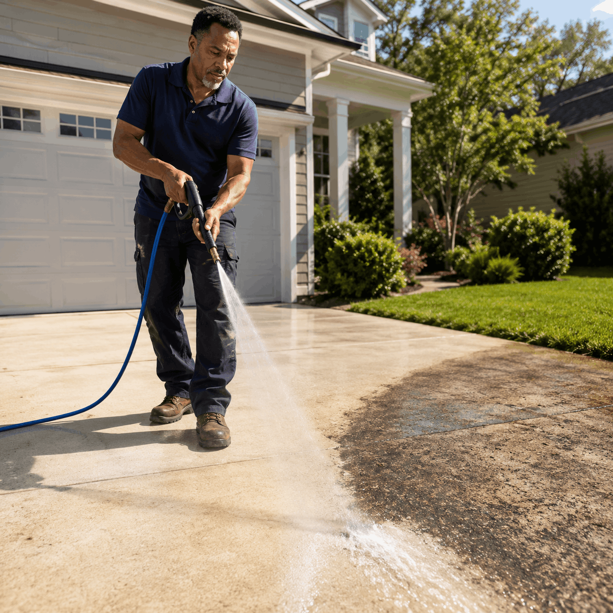 Marcus J. HydroWash Pro customer review image cleaning concrete driveway